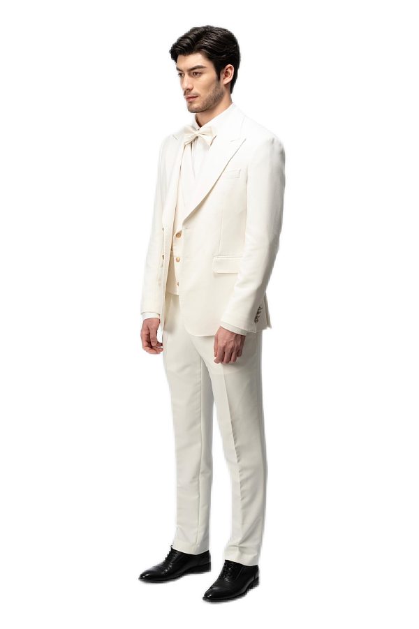 White Closure Collar Suit