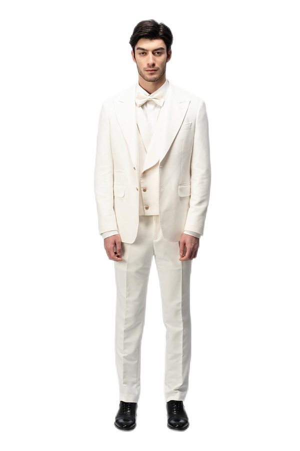 White Closure Collar Suit