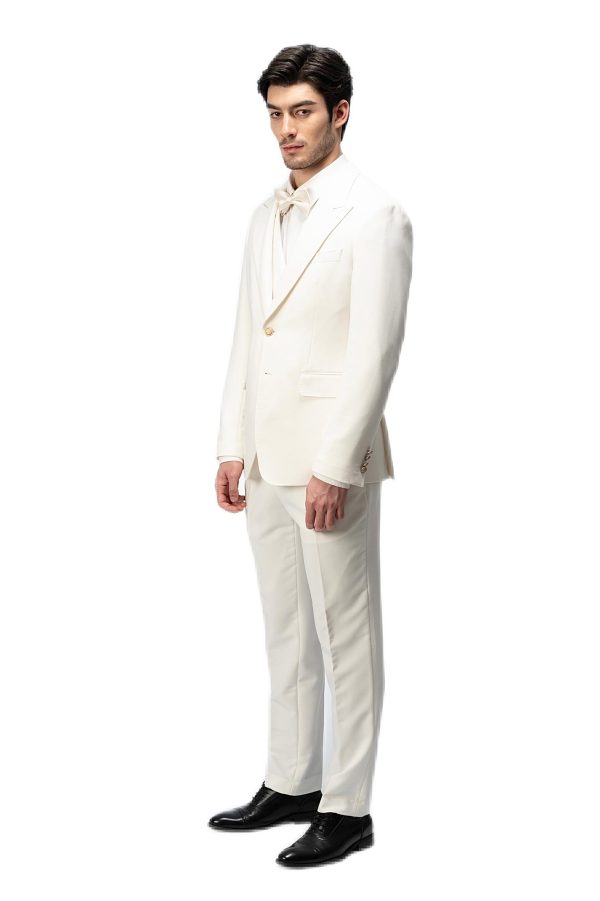 White Closure Collar Suit