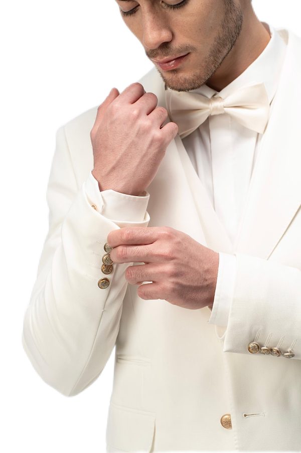 White Closure Collar Suit