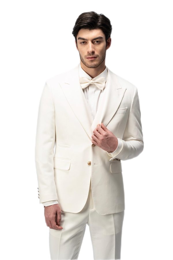 White Closure Collar Suit