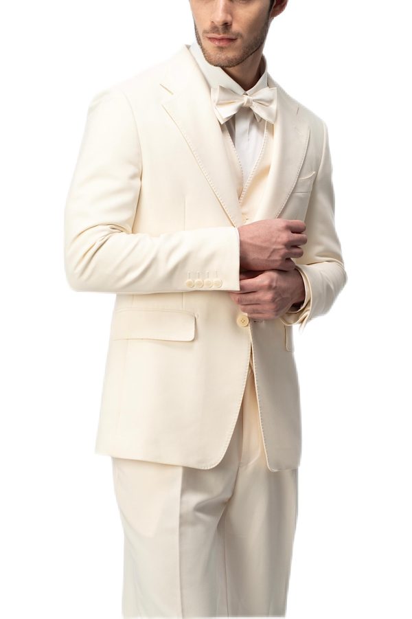 Cream White Flat Collar Suit