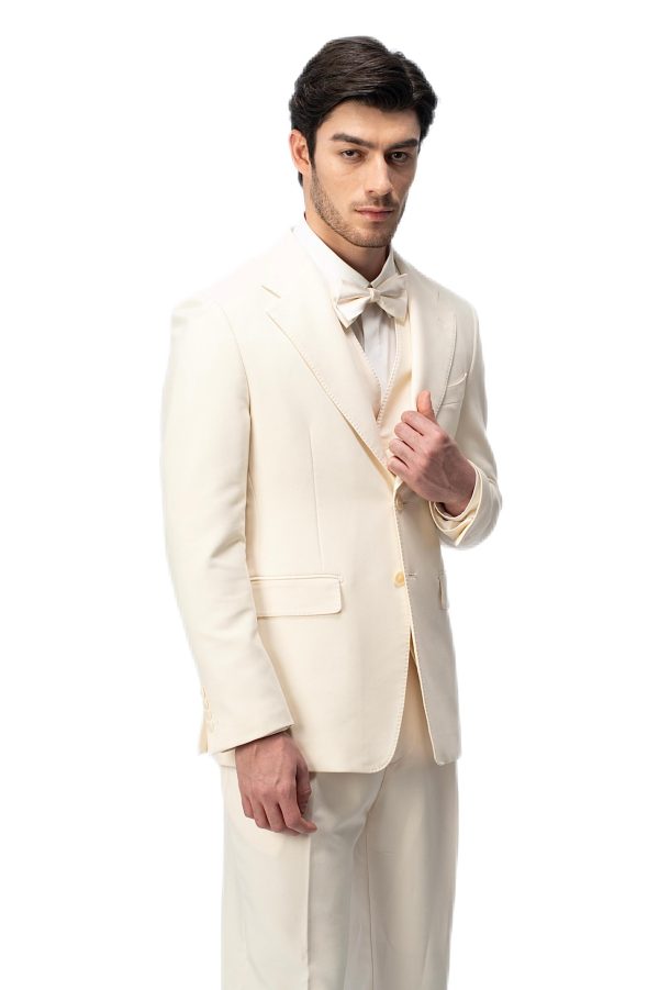 Cream White Flat Collar Suit