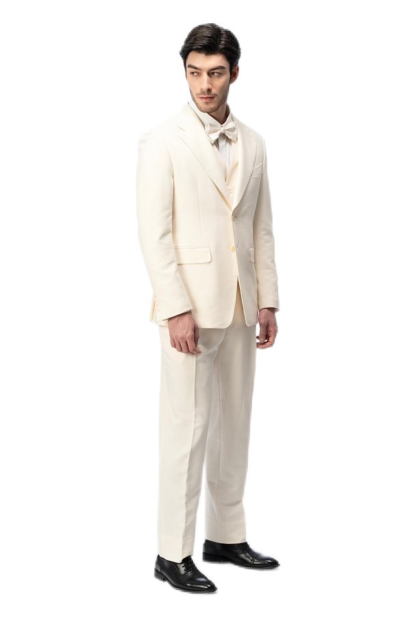 Cream White Flat Collar Suit