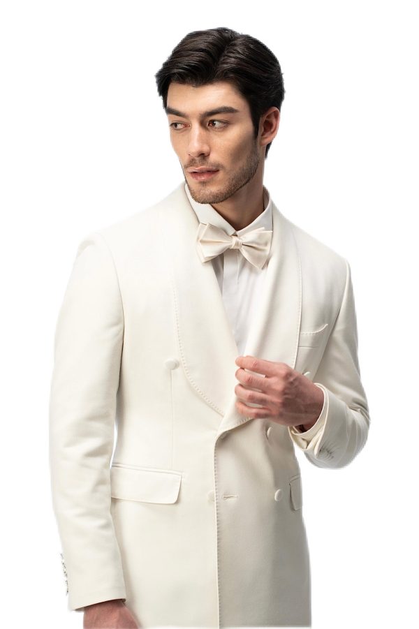 White Shawl Collar Double Breasted Suit