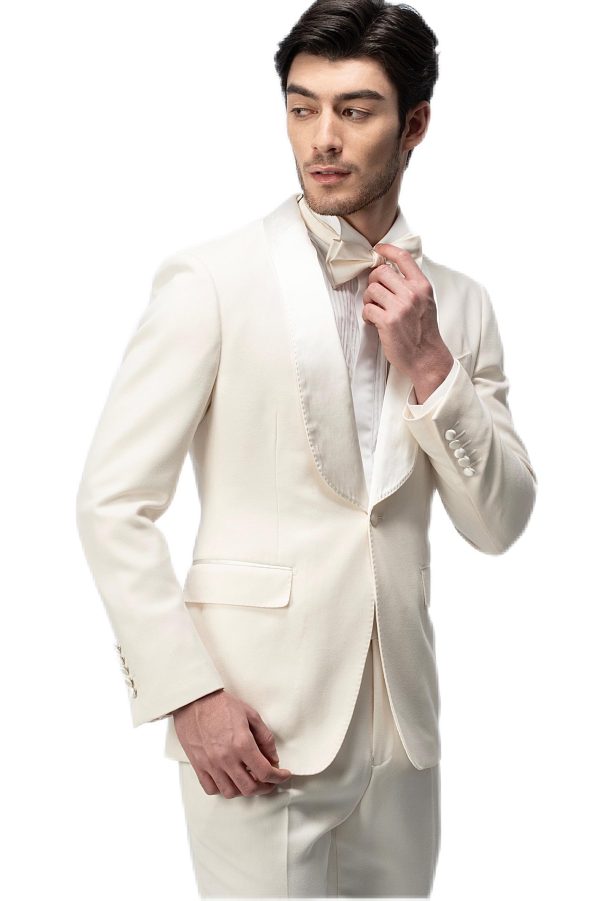 2-piece of White Shawl Silk Collar Tuxedo