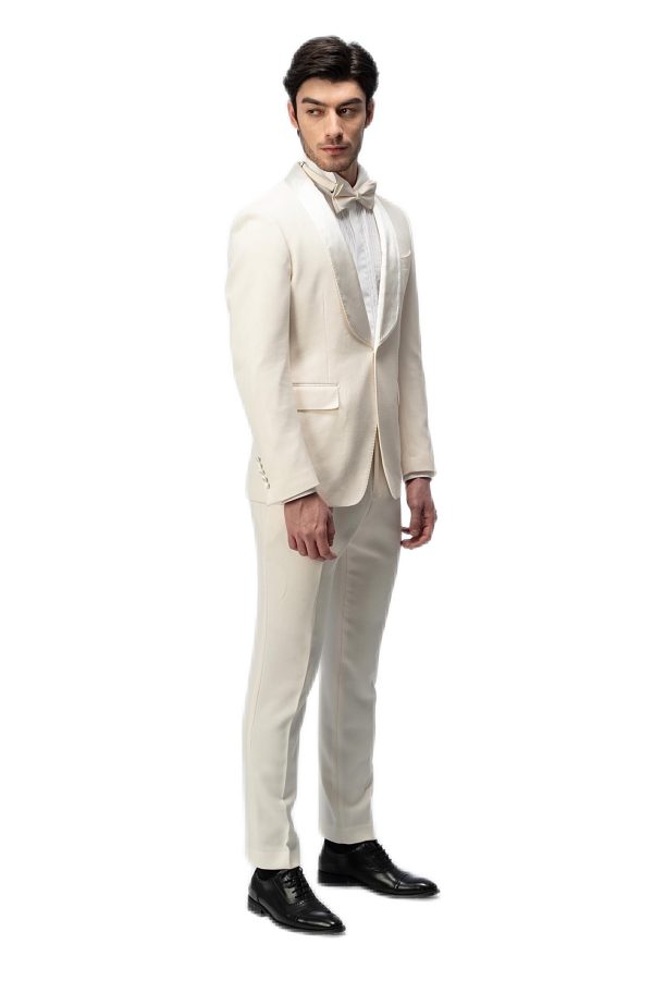 2-piece of White Shawl Silk Collar Tuxedo