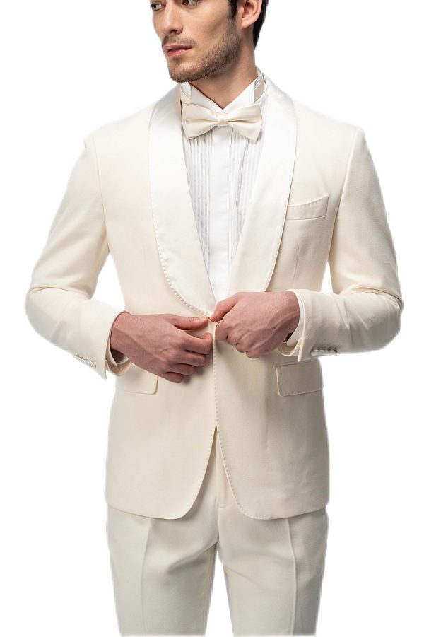 2-piece of White Shawl Silk Collar Tuxedo