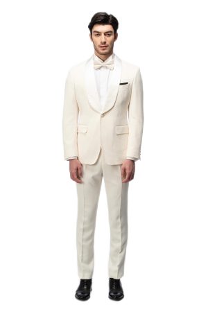 2-piece of White Shawl Silk Collar Tuxedo
