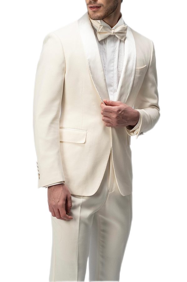 2-piece of White Shawl Silk Collar Tuxedo