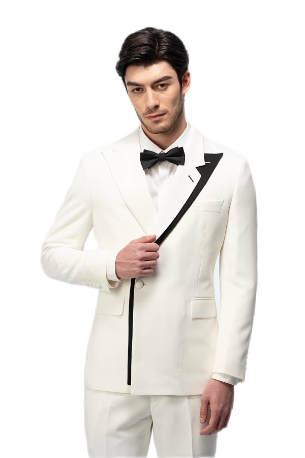 White Flat White Collar Suit