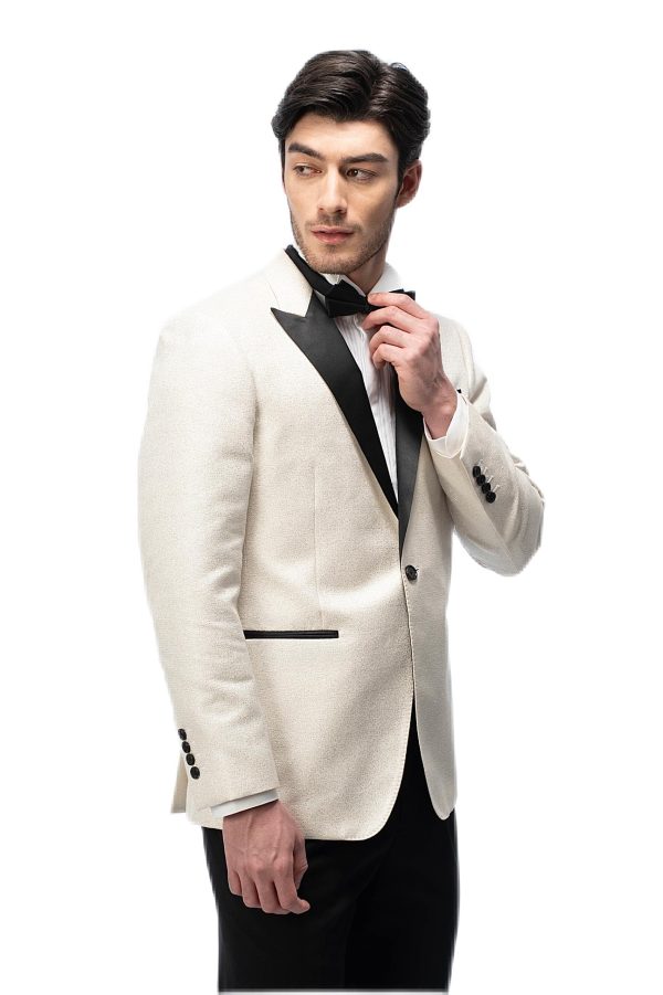 2-piece of Cream Shimmer Closure Collar Tuxedo