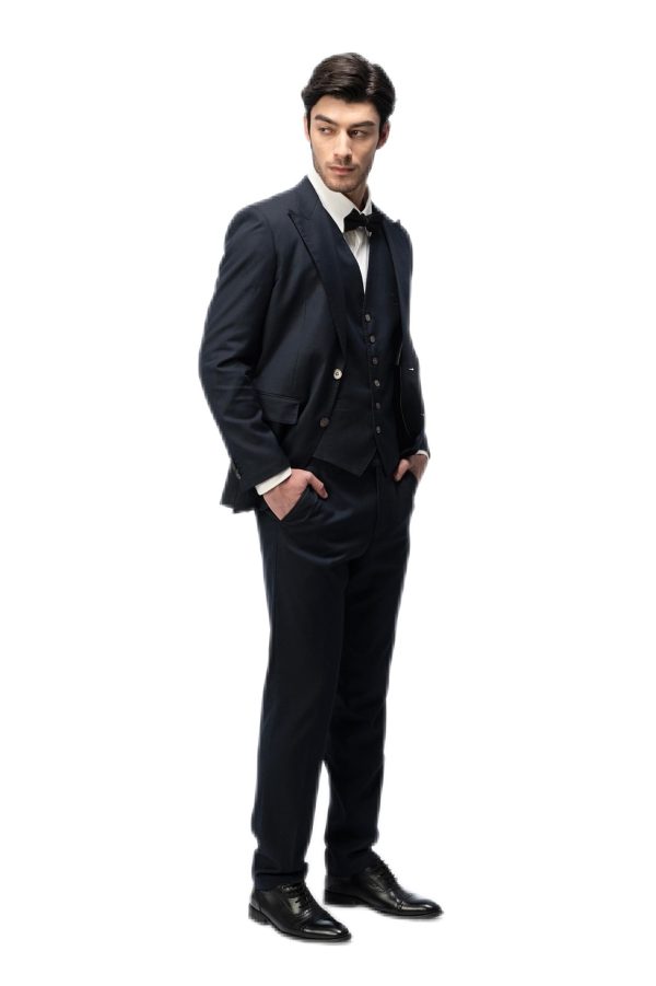 Dark Blue Closure Collar Suit