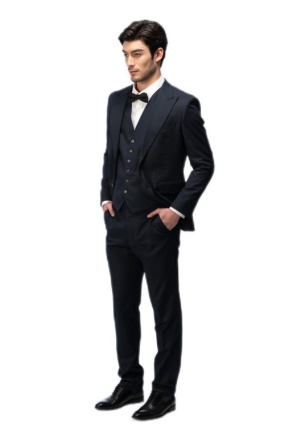 Dark Blue Closure Collar Suit