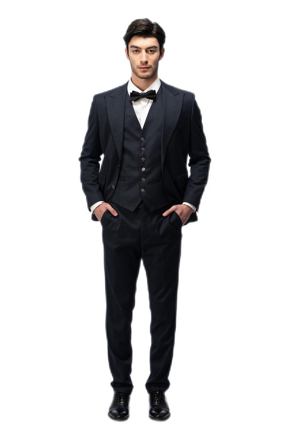 Dark Blue Closure Collar Suit