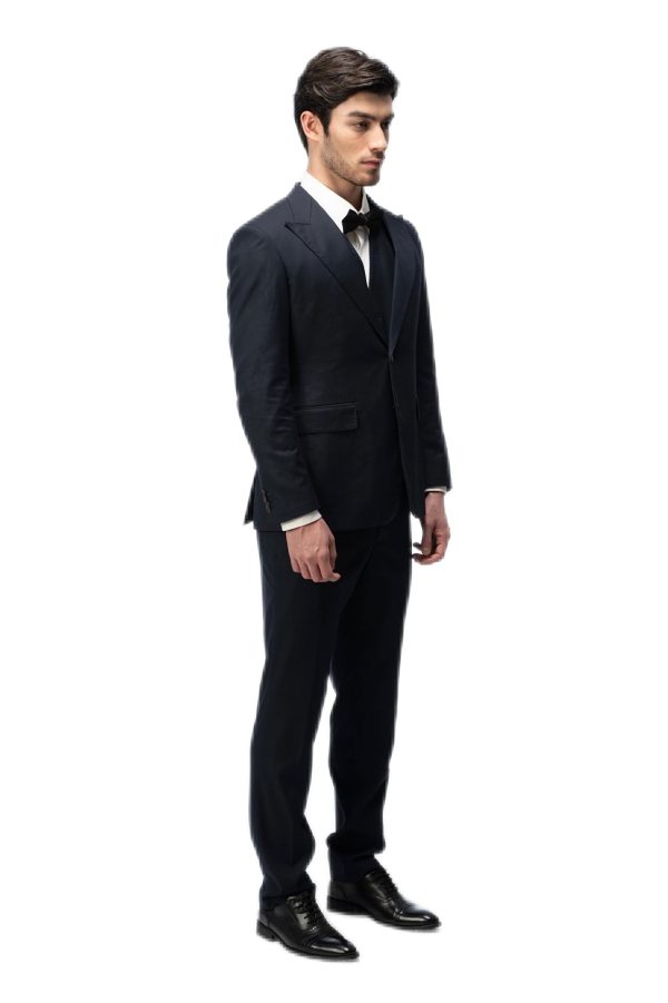Dark Blue Closure Collar Suit