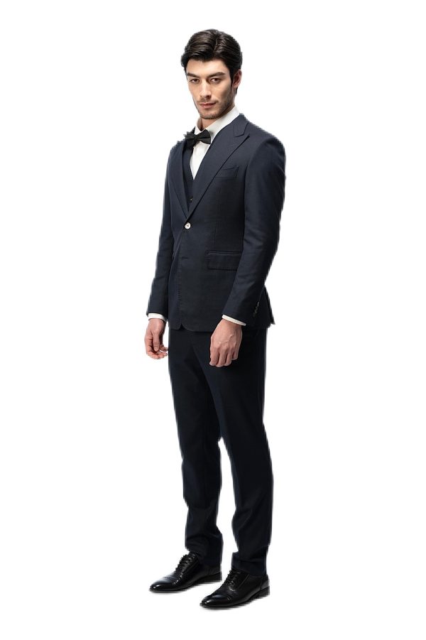 Dark Blue Closure Collar Suit