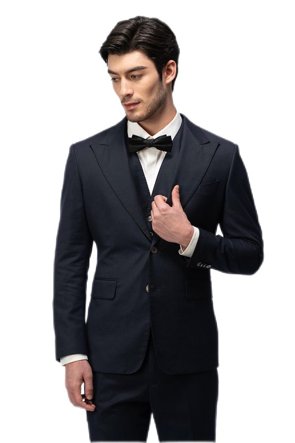 Dark Blue Closure Collar Suit