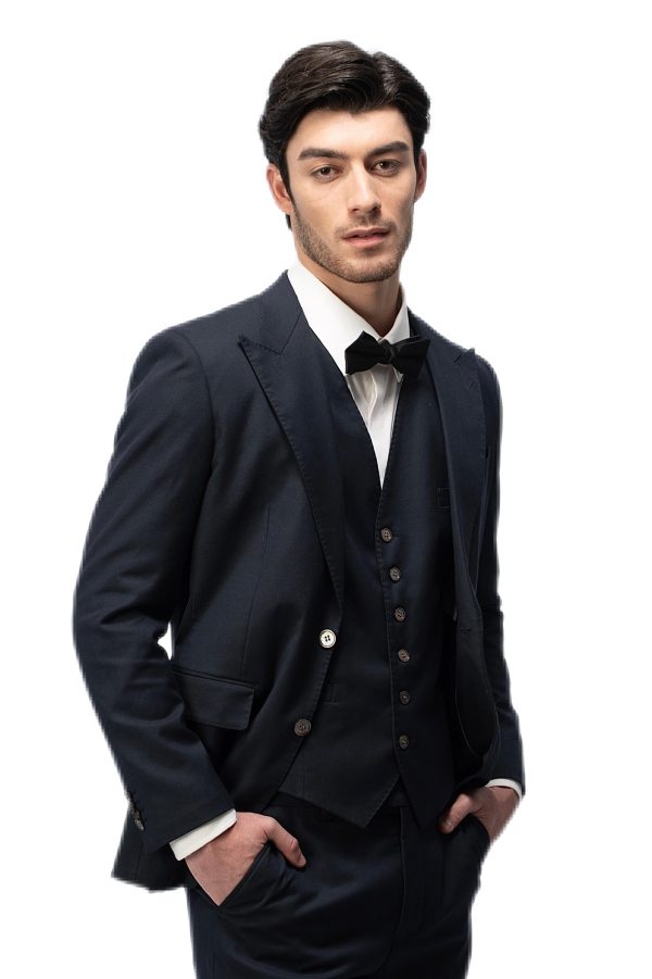 Dark Blue Closure Collar Suit