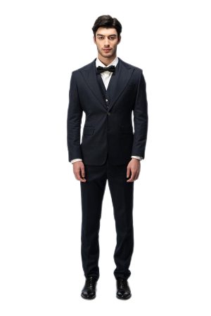 Dark Blue Closure Collar Suit