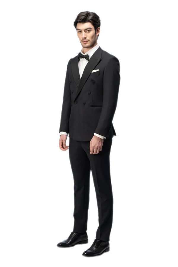 2-piece of Classic Black Closure Collar Double Breasted Tuxedo