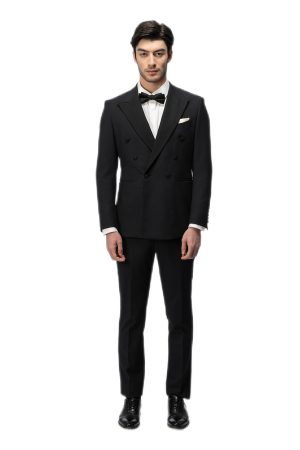 2-piece of Classic Black Closure Collar Double Breasted Tuxedo