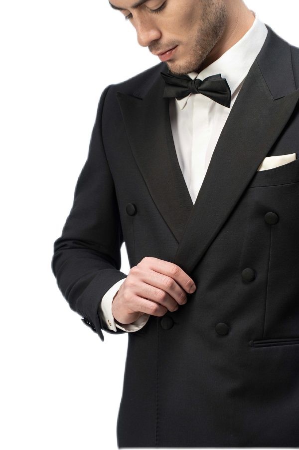 2-piece of Classic Black Closure Collar Double Breasted Tuxedo