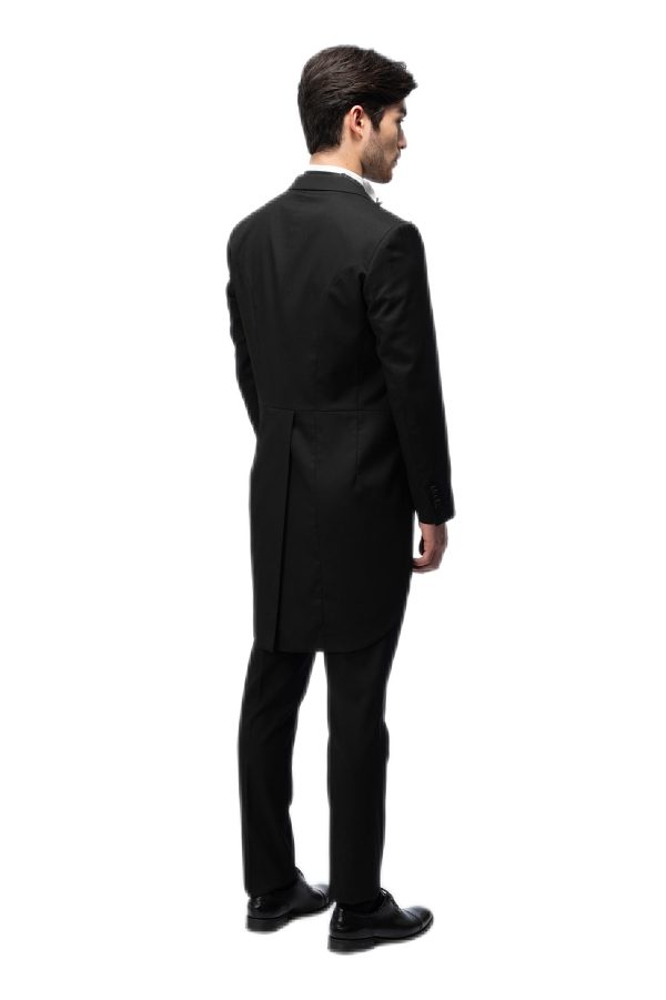 Black Closure Collar Tailcoat with White Waistcoat