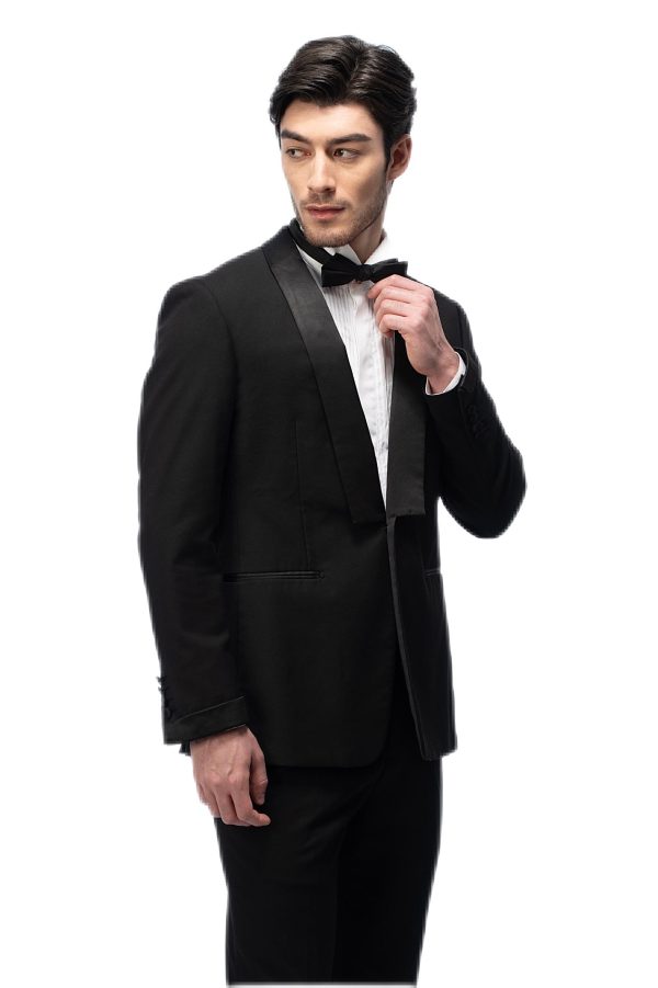 2-piece of Classic Black Shawl Square Collar Tuxedo