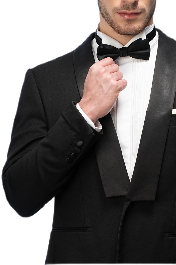 2-piece of Classic Black Shawl Square Collar Tuxedo