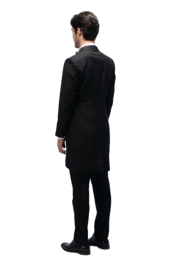 Black Closure Collar Tailcoat with Grey Waistcoat